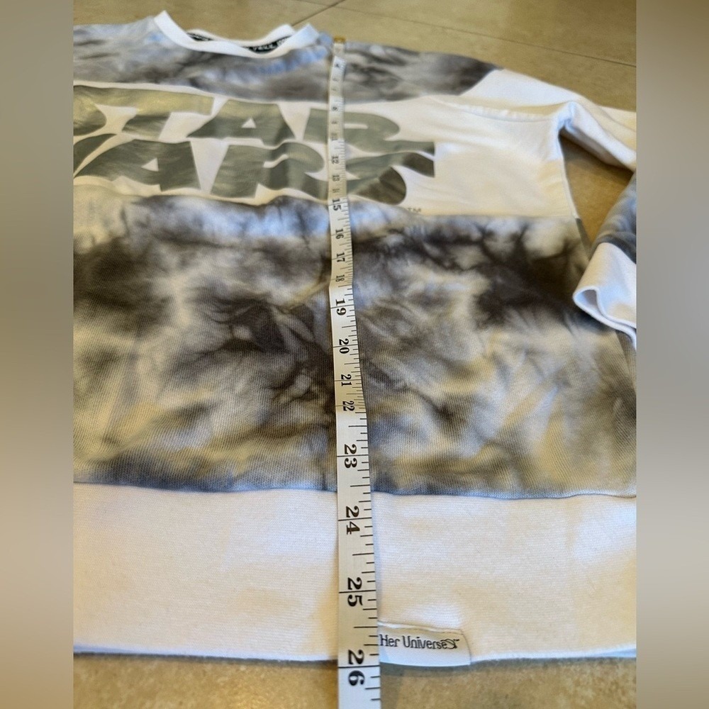 Her Universe Star Wars Sweatshirt Women XS Grey White Tie-Dye Metallic Logo - Picture 7 of 9